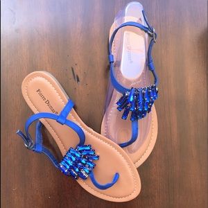 NEW Royal Blue Jeweled Sandals